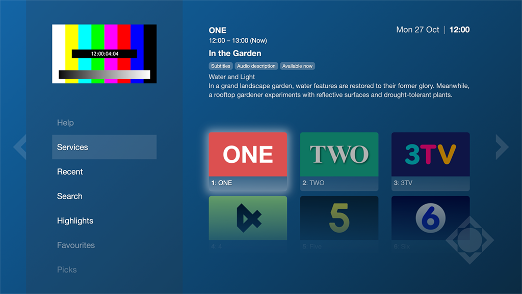SLR DVB I Demonstration App Screen SLR DVB I Demonstration App Screen